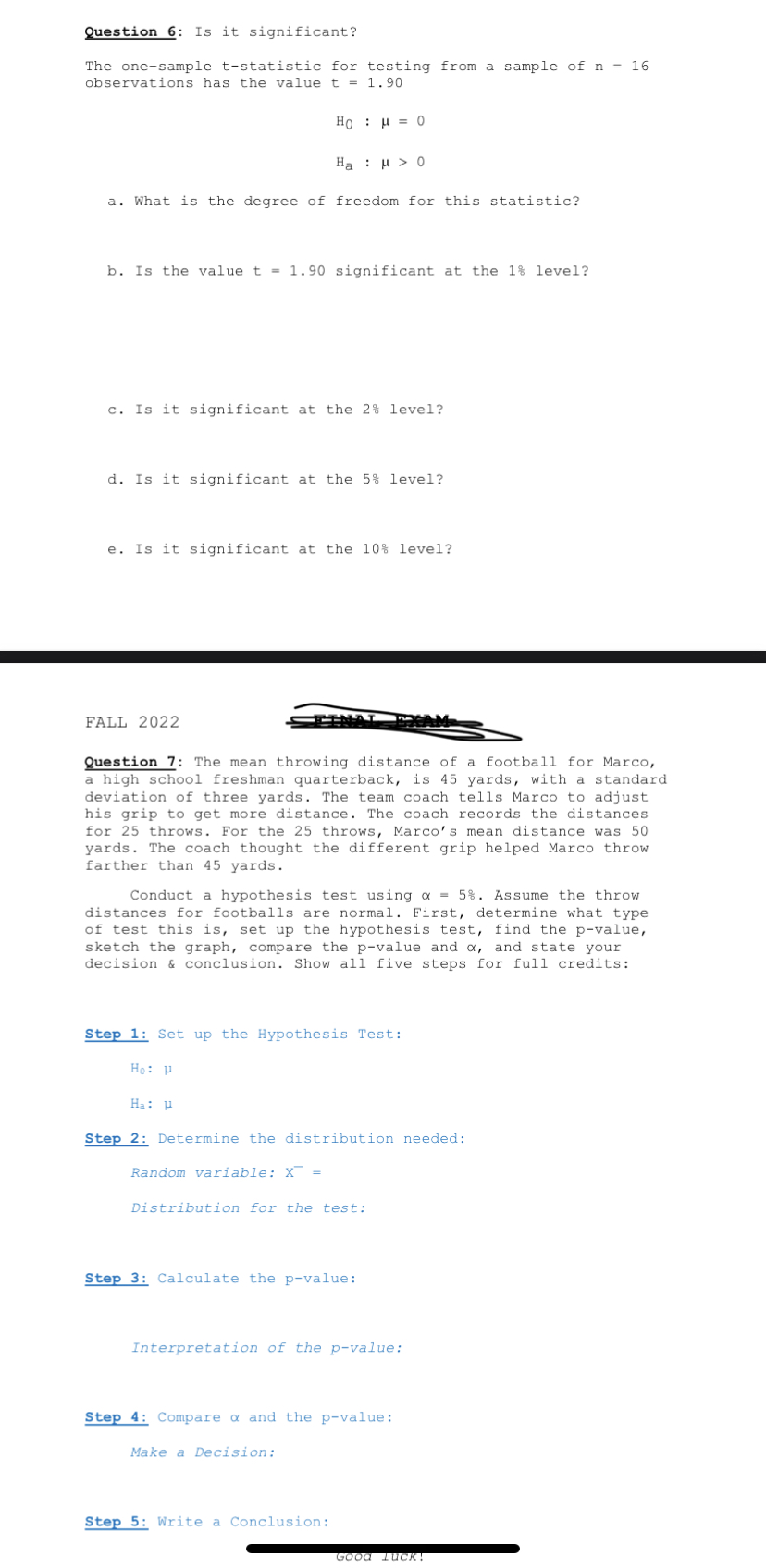 a sample of n = 16 observations has the value t =