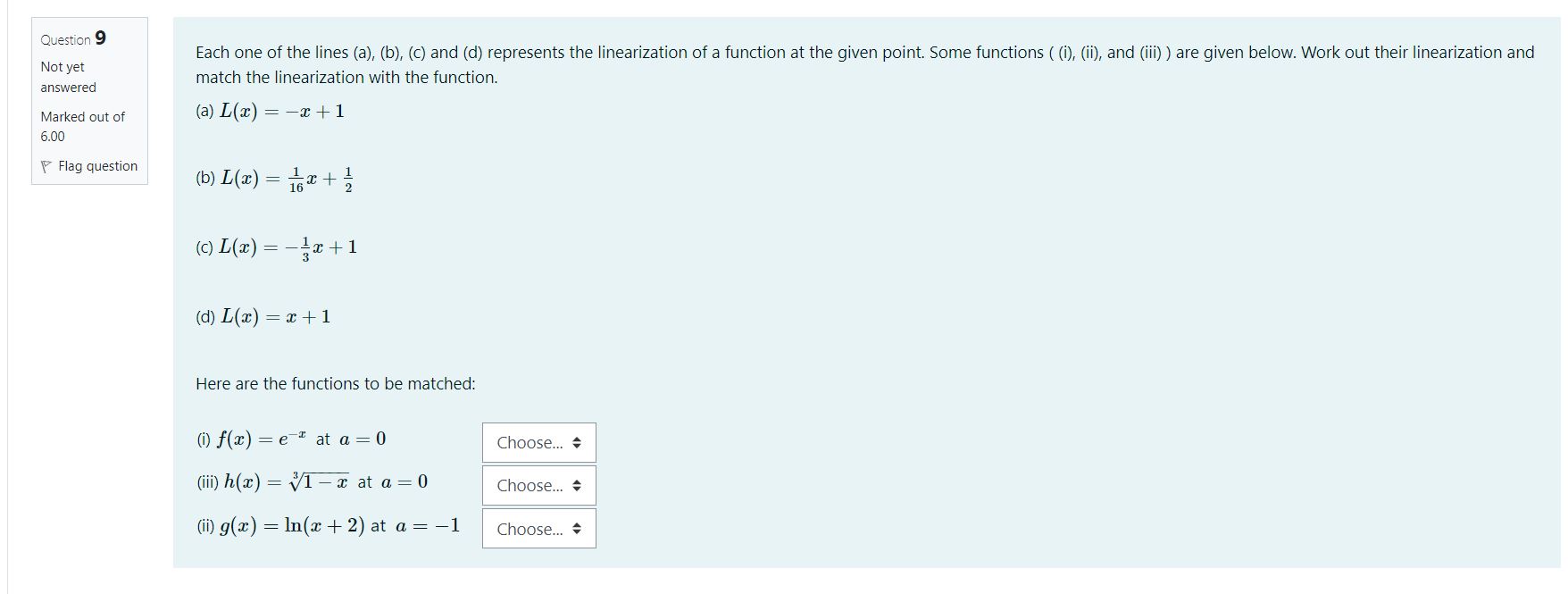 9 Question Each one of the lines (a), (b), (c) and (d)