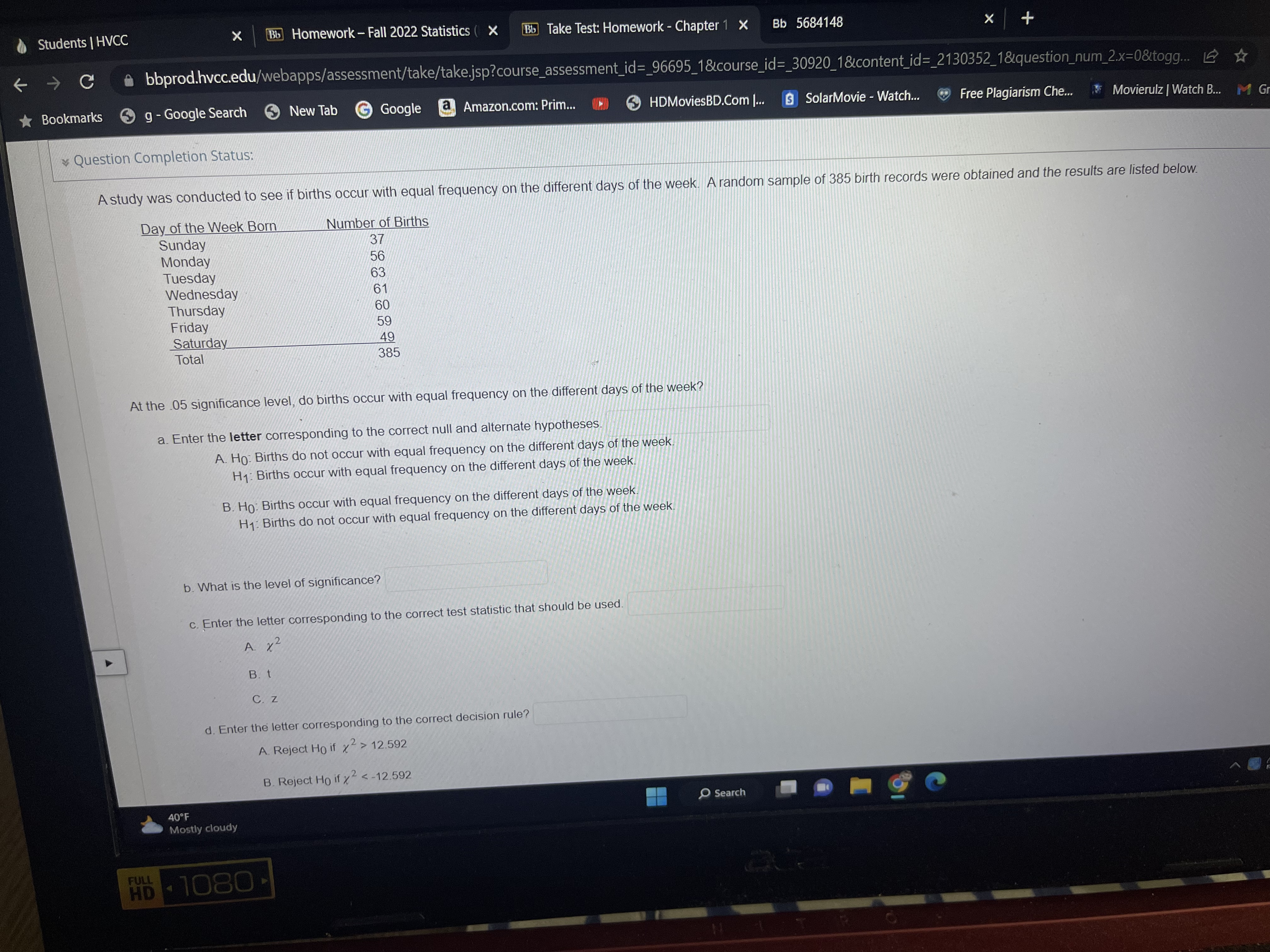  Students | HVCC X Bb Homework - Fall 2022 Statistics (
