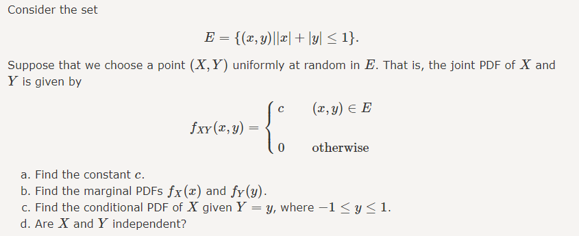 Consider the set E = + lyl 1}. Suppose that we choose