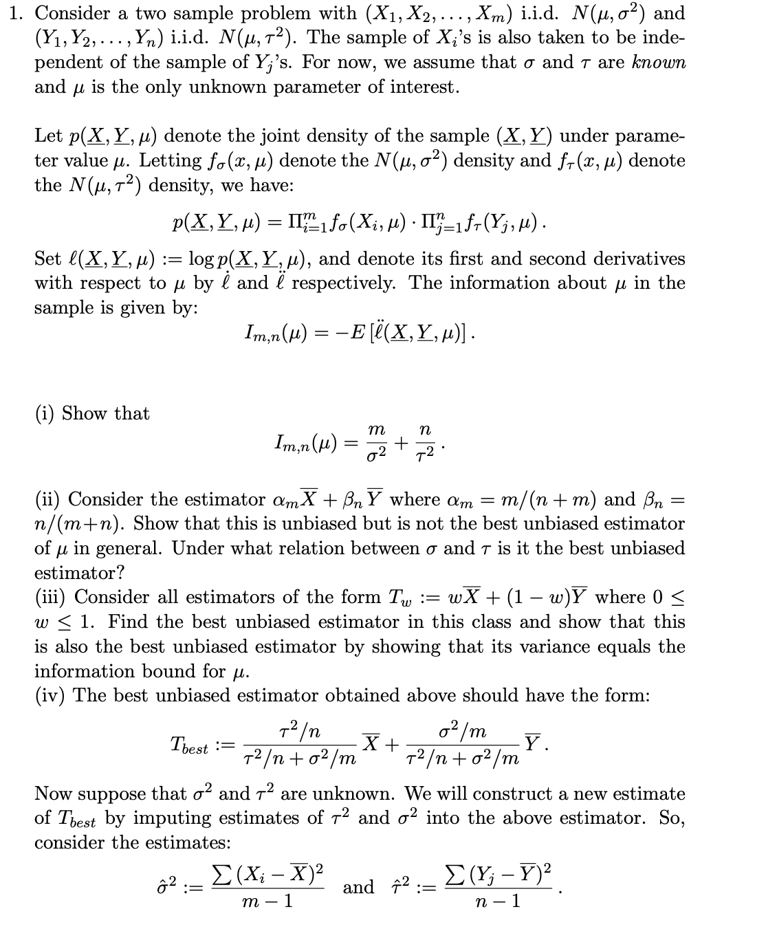 T2). The sample of Xi's is also taken to be inde pendent