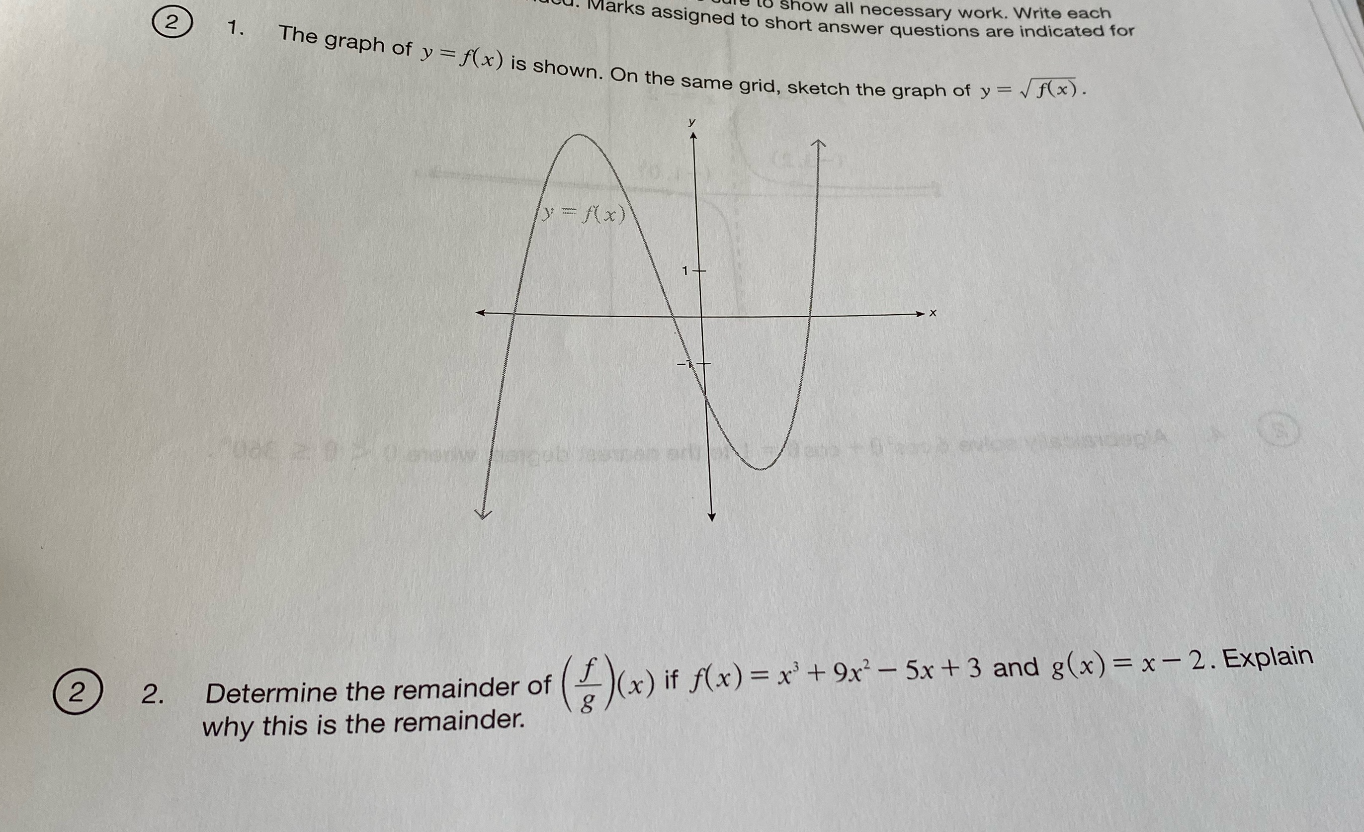 P.B #1,2 2 show all necessary work. Write each Marks assigned to
