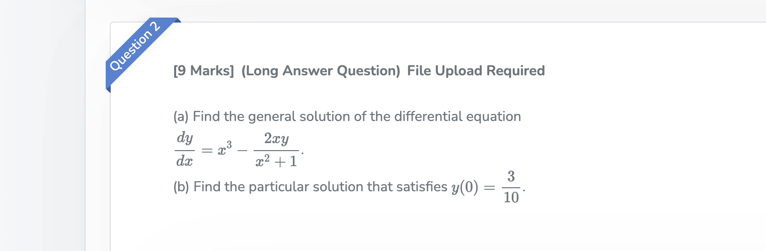  Question 2 [9 Marks] (Long Answer Question) File Upload Required (a)