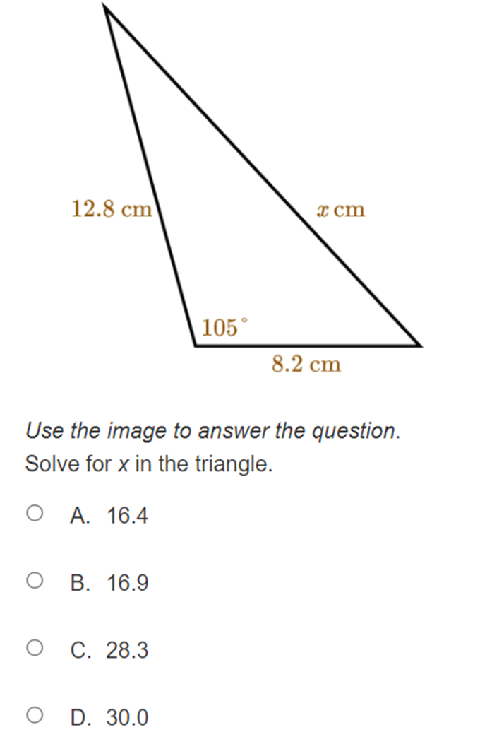 x in the triangle. 0 A. 14 O B. 40 O C.