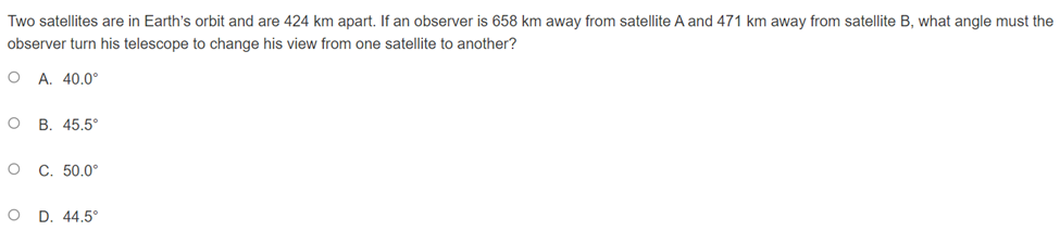 observer is 658 km away from satellite A and 4?1 km away