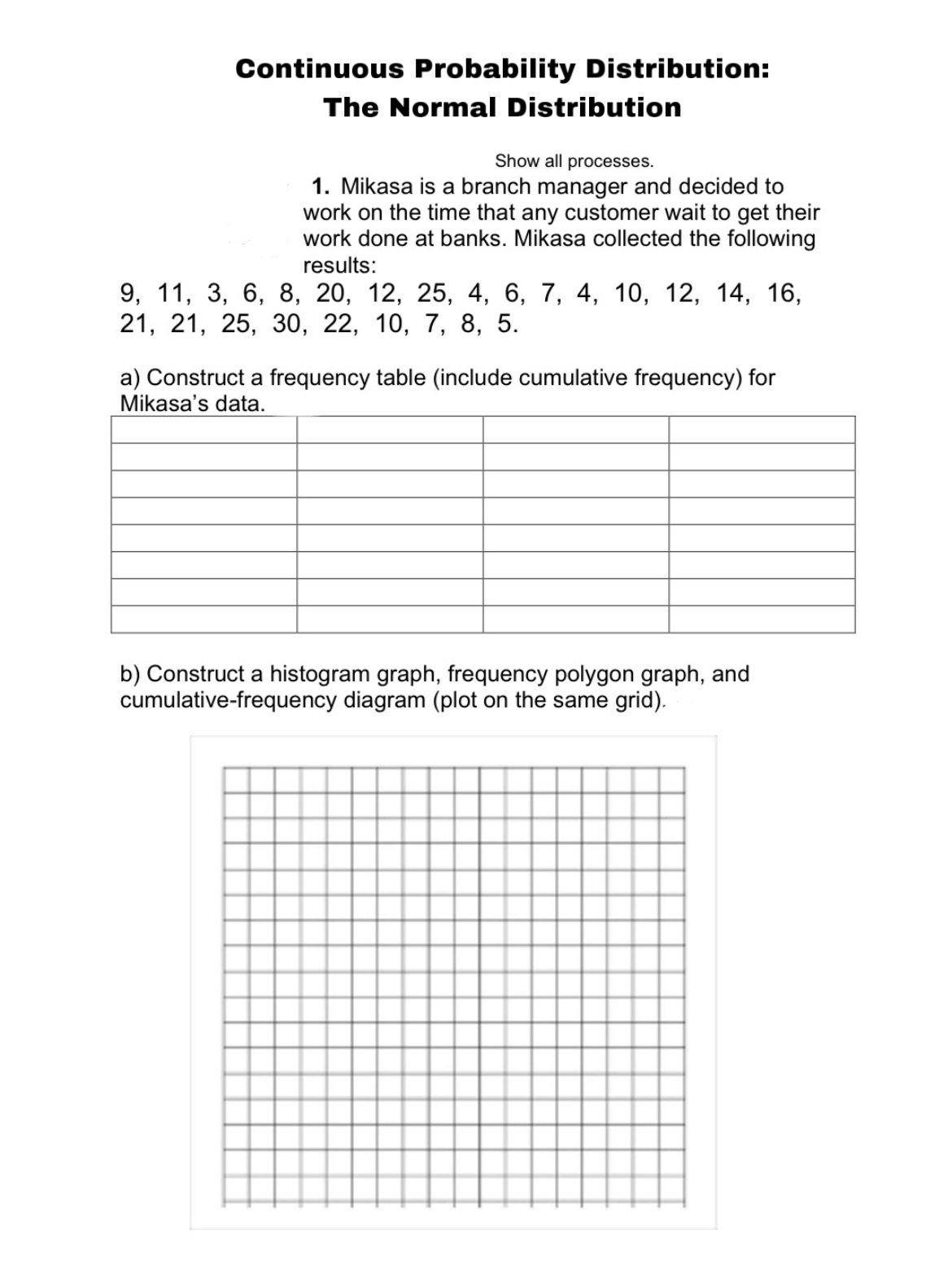 1. Mikasa is a branch manager and decided to work on the