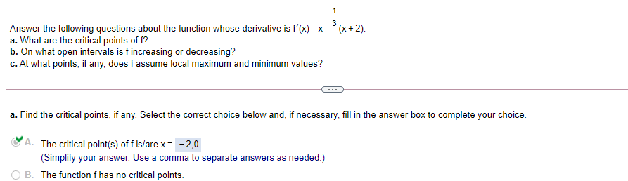 THANK YOU. Answer the following questions about the function whose derivative is
