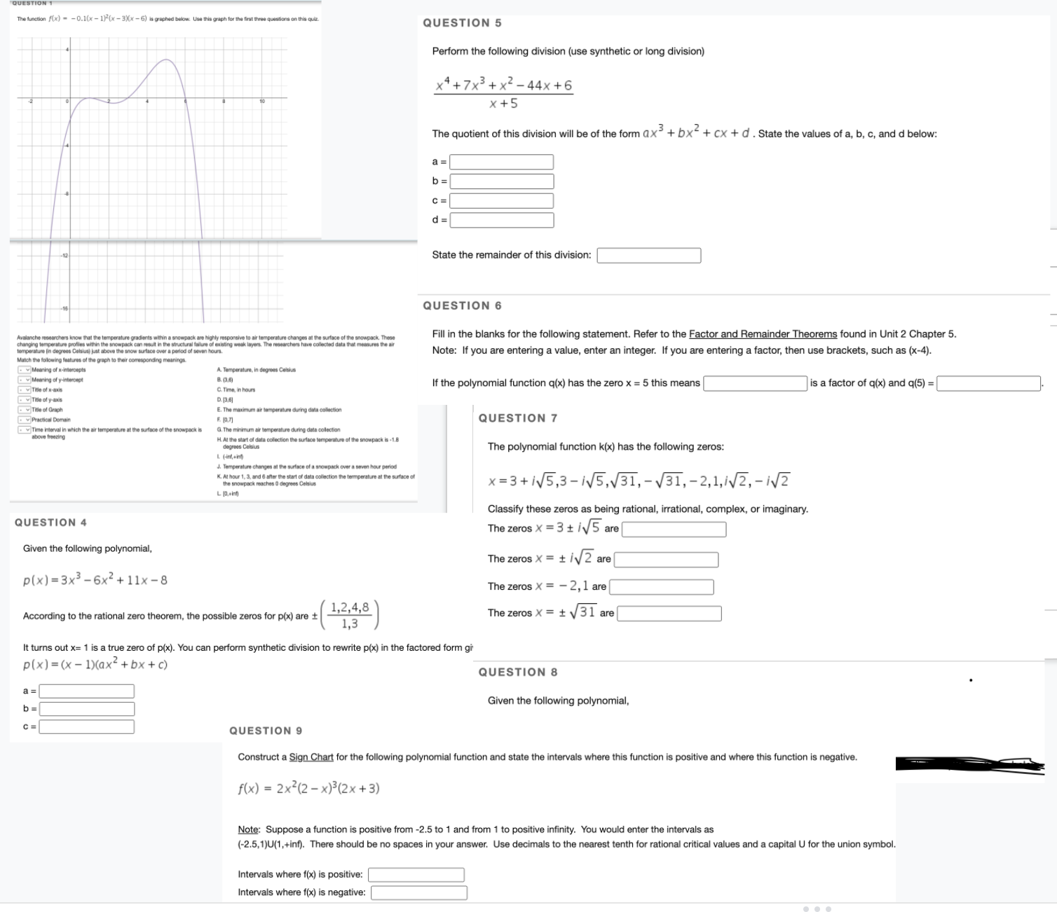  The function f(x) = - 0.1(x - 1)?(x - 3) QUESTION