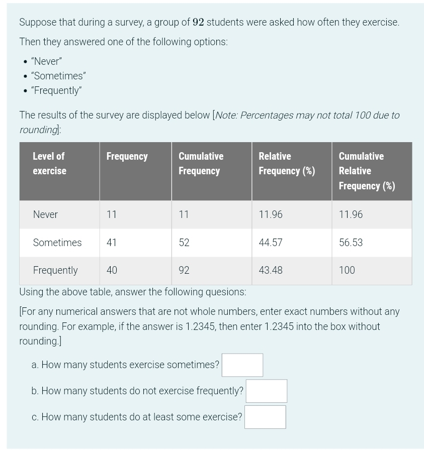 hand (Factor, with levels "Left" and "Right".) O c. Exer (how often