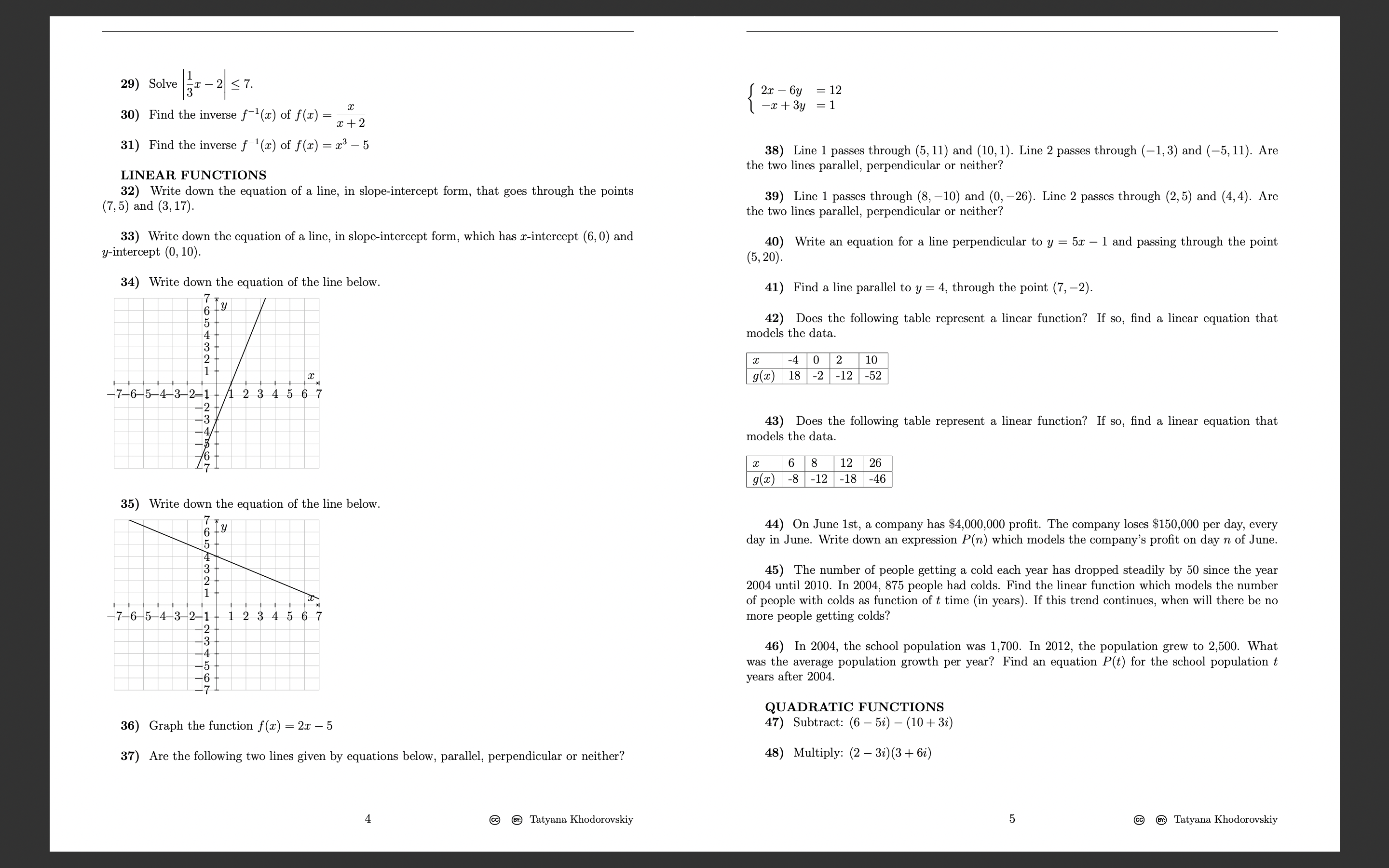  29) Solve 1_2 S 7. i I + 2 31) Find
