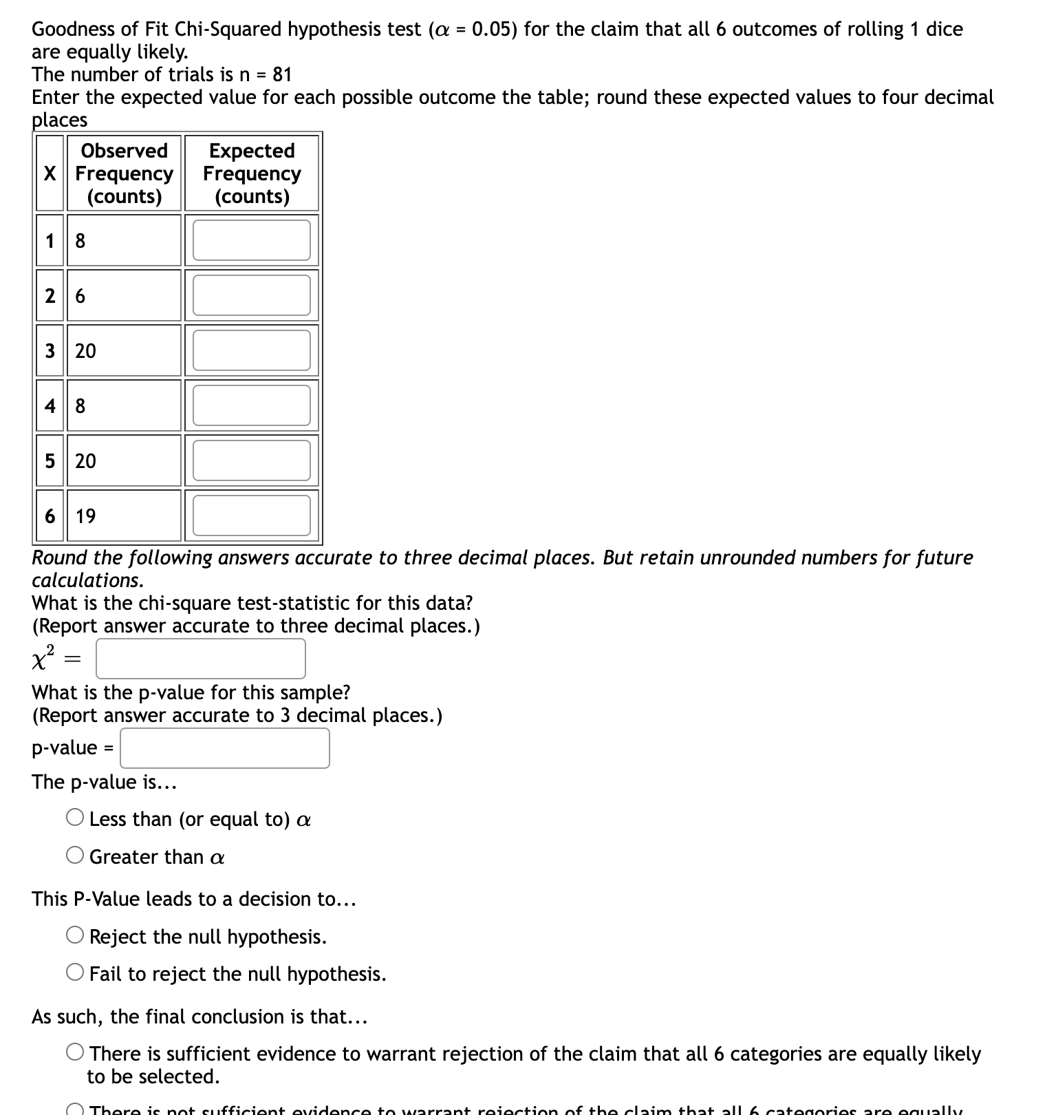 not associated, what is the expected value for the number of males