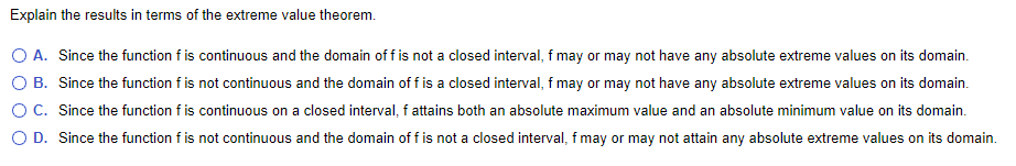 a absolute extreme values on (a, h}. Then explain how 1,rour answer