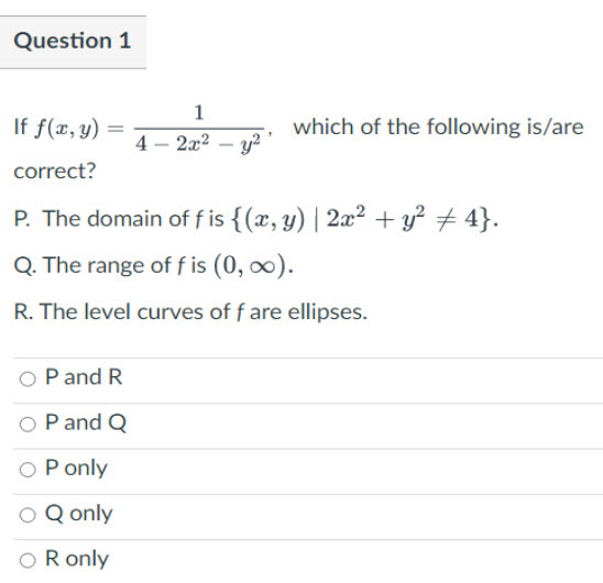 12 which of the following is/are correct? P. The domain of fis