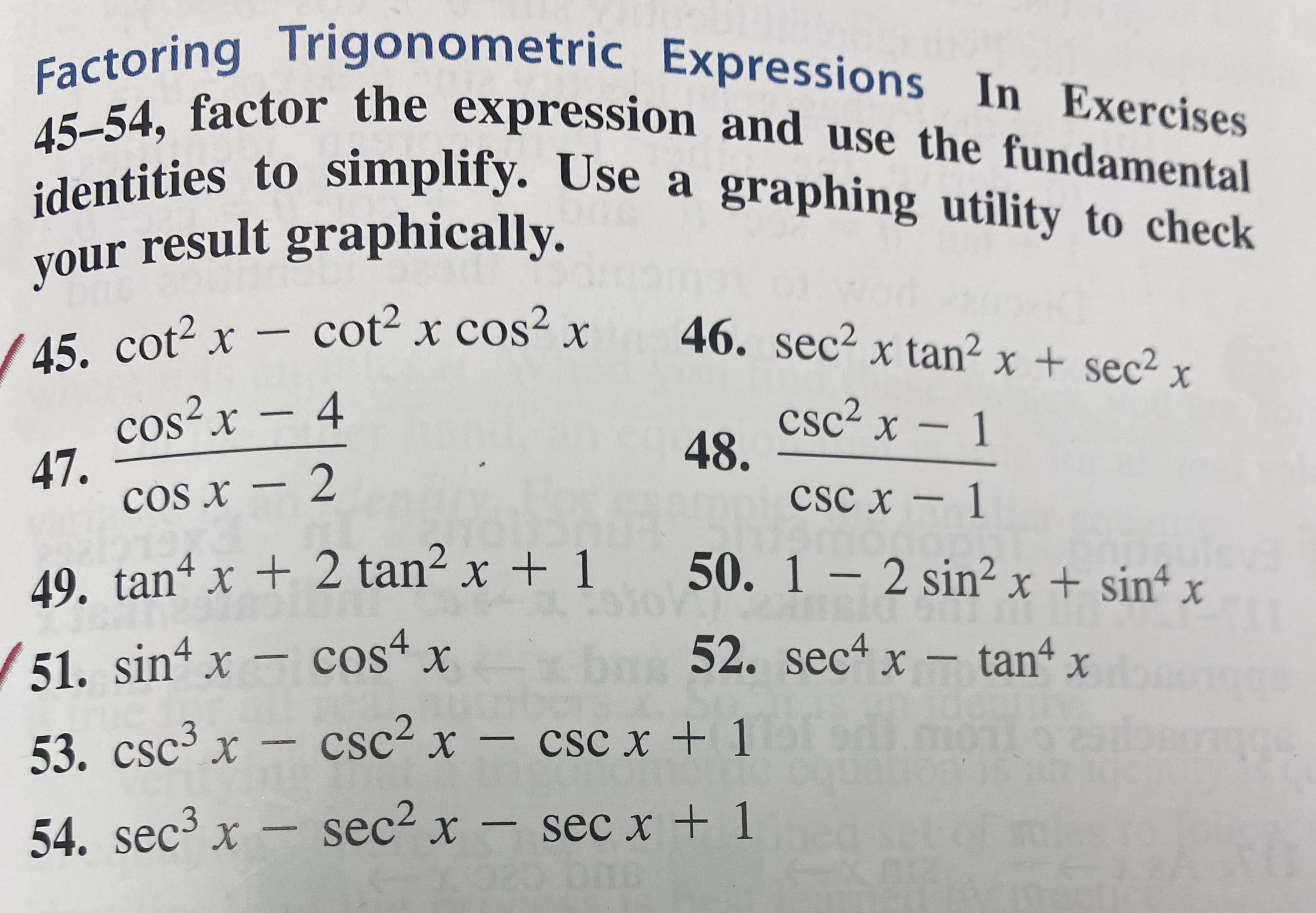 cot x + 1 = 0 33. 3 sec2 x - 4