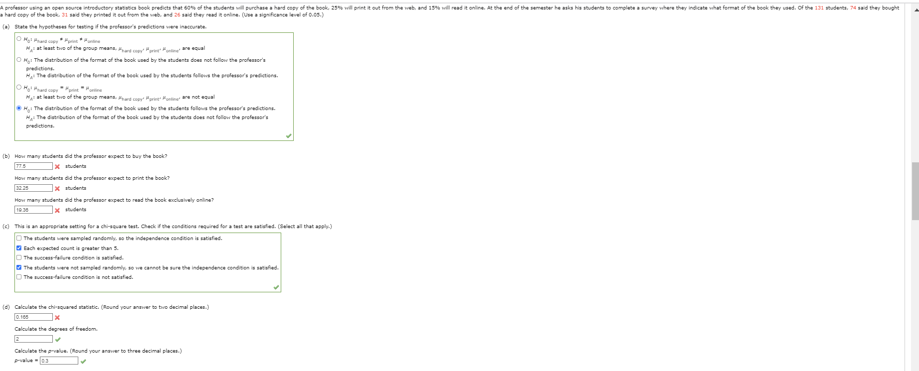 professor using an open source introductory statistics book predicts that 60%