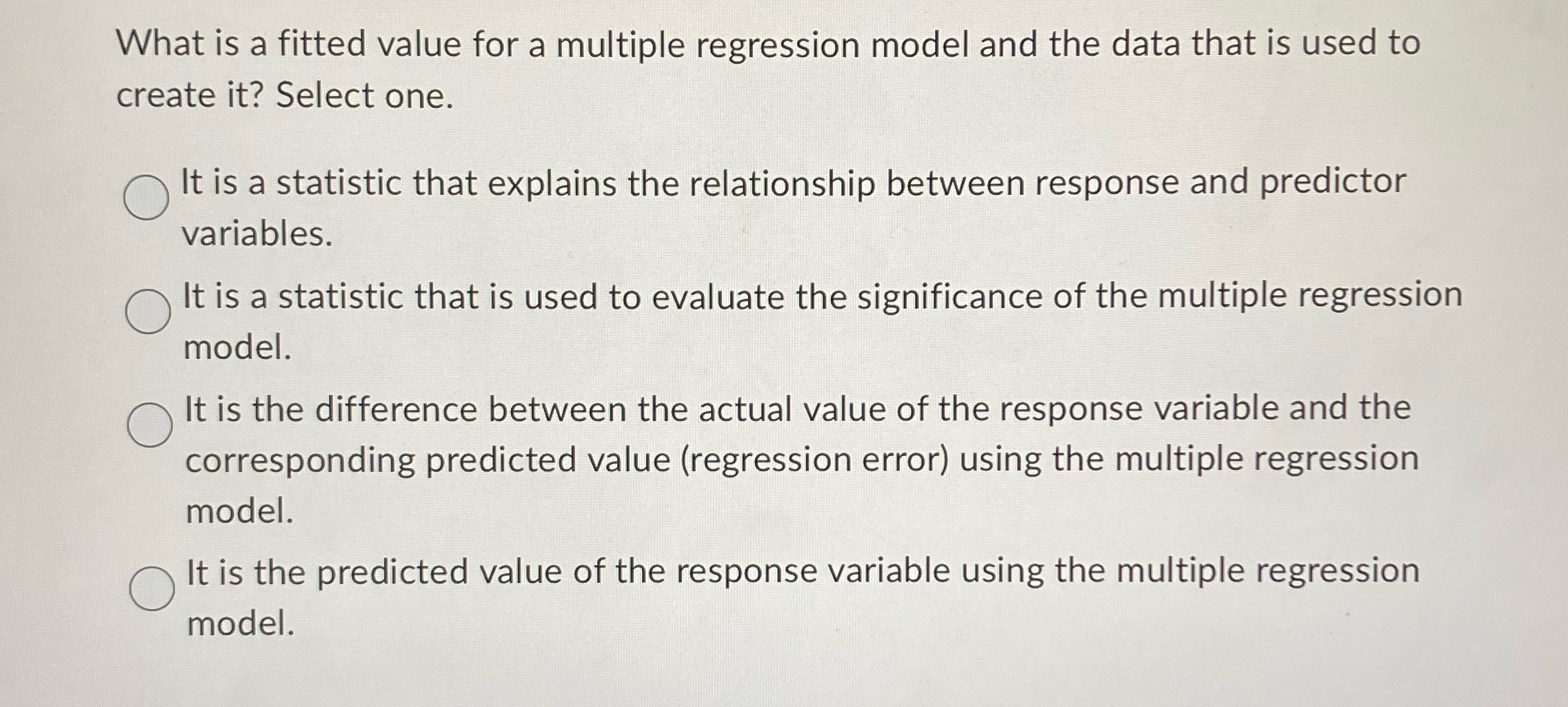 What is a fitted value for a multiple regression model and