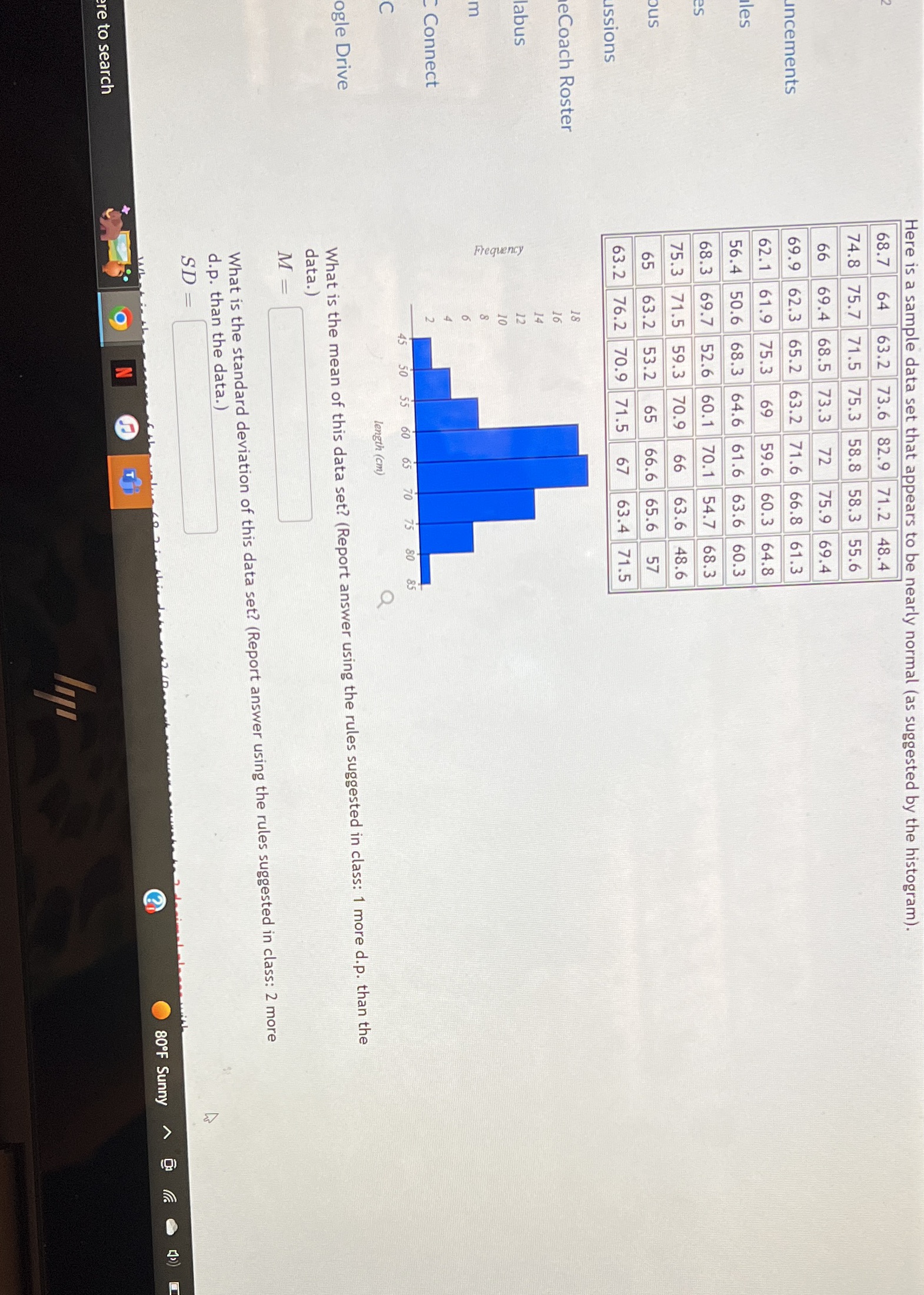 Here is a sample data set that appears to be nearly