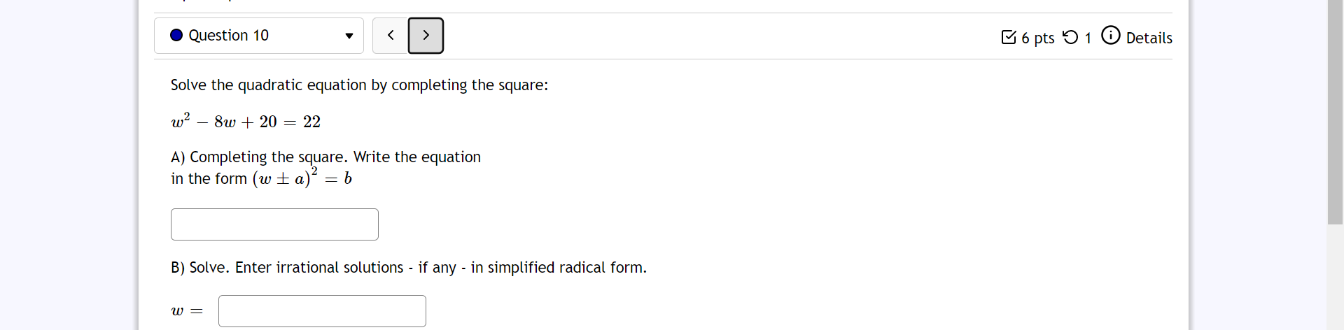 ' ' I E 4 pts '01 (D Details Divide and simplify: