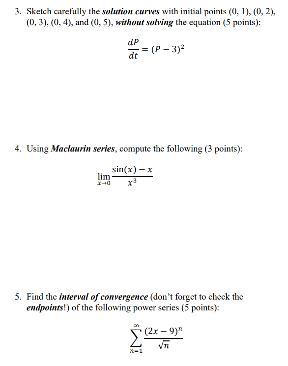 following differential equations, using the method of separation of variables (4 points