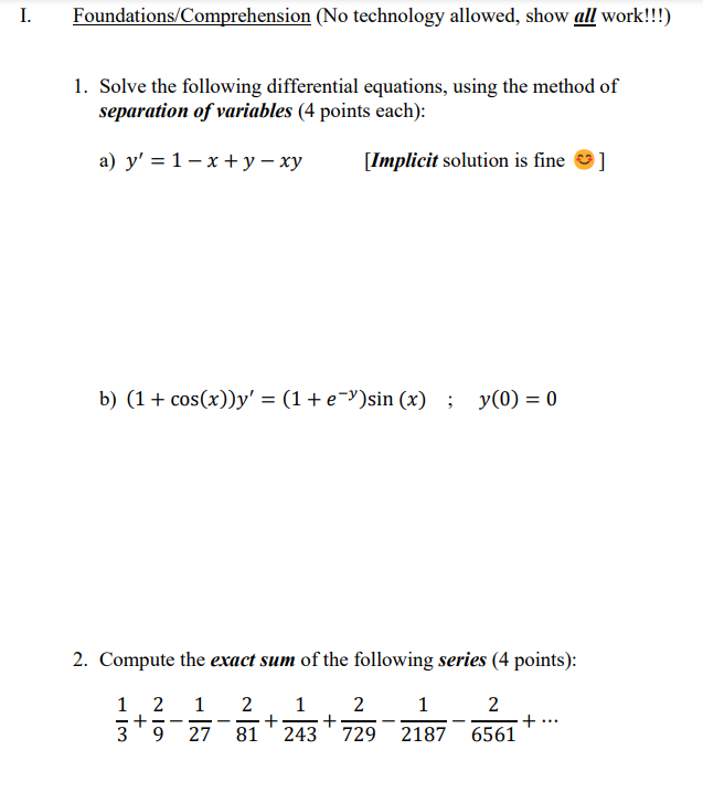 the exact sum of the following series (4 points): 1 2 1
