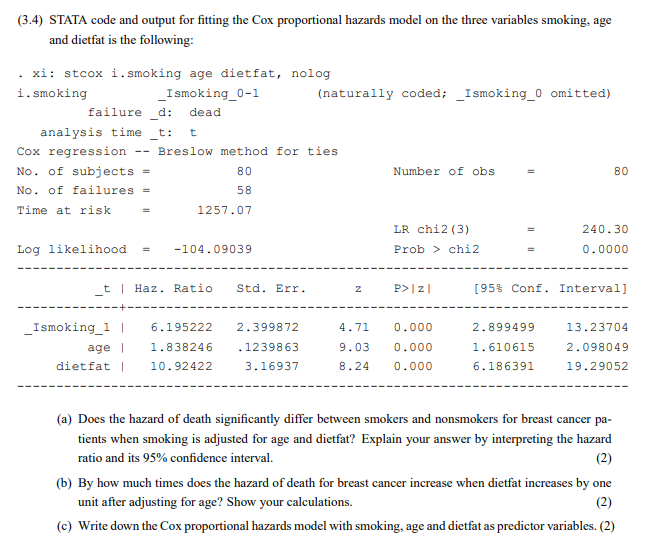 obs 80 No. of failures = 58 Time at risk 1257.07 LR