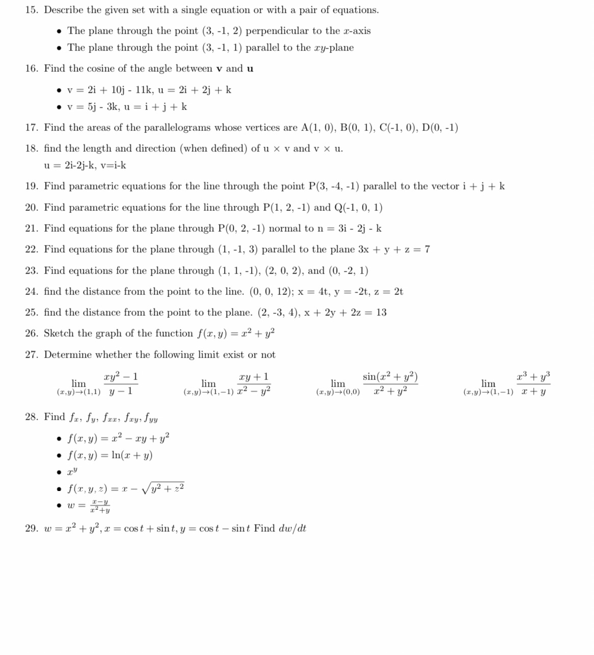Please answer the questions below 15. Describe the given set with a