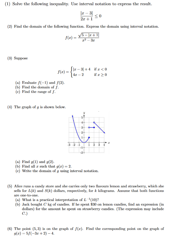 (l) Solve thc following inequality. Usc interval notation to express the result.