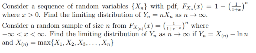 copy content strictly prohibited Consider a sequence of random variables { X,}