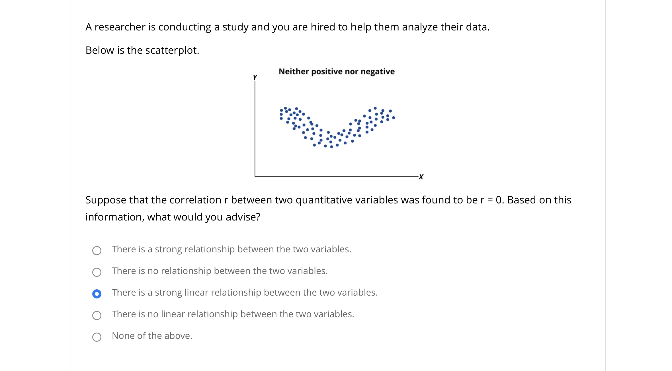 true. A researcher is conducting a study and you are hired to