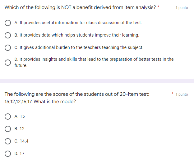 0.70 and discrimination index is 0.50, what * 1 punto interpretation can