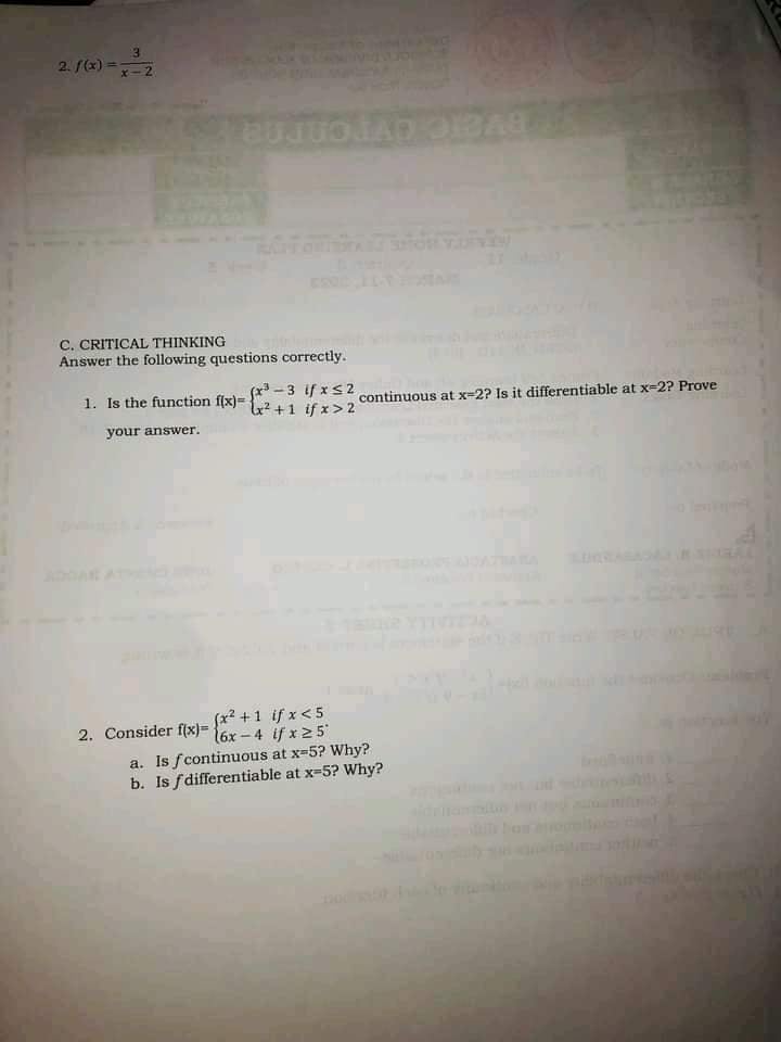 2. / (x) = = x - 2 C. CRITICAL THINKING