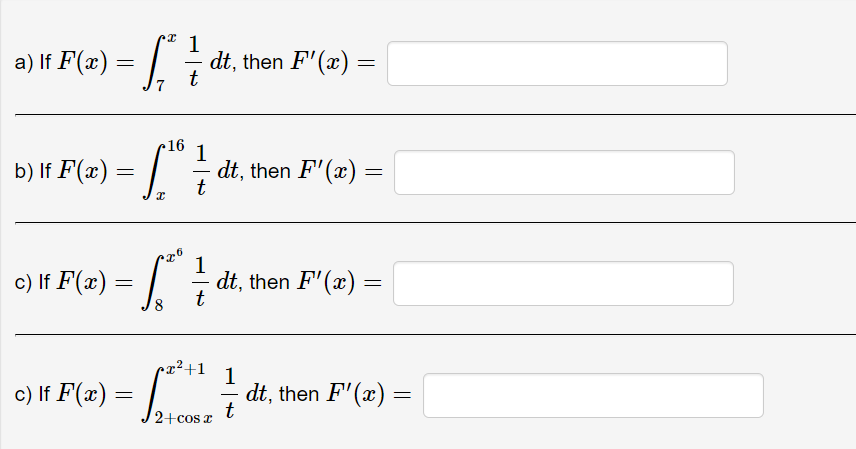 interval. Intervals where F is increasing: Intervals where F is decreasing: (c)