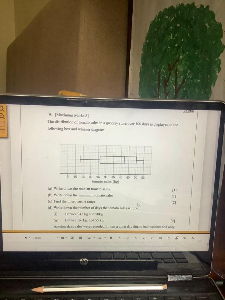 K B(d) Write down the number of days the tomato sales will