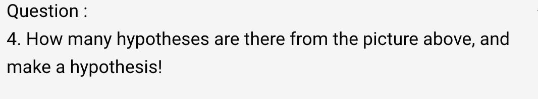 picture above, and make a hypothesis