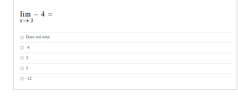 following limit. (Hint: You can try values of x such as -4.01,