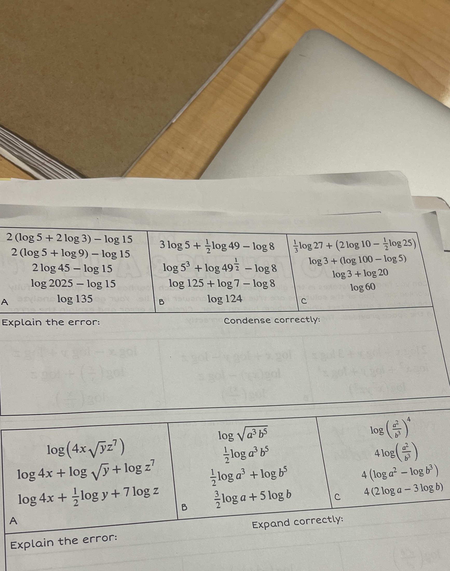 2 (log 5 + 2log 3) - log 15 2 (log
