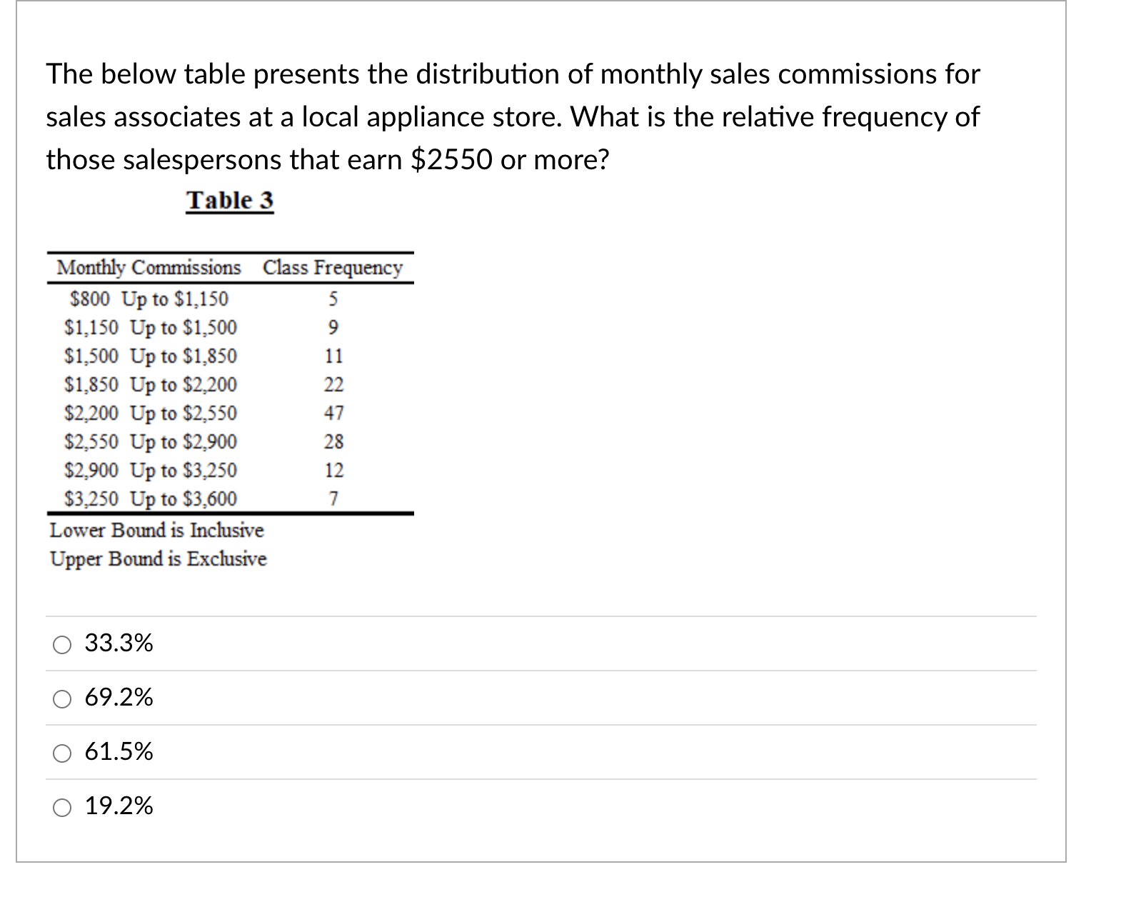 calculate the mean.The mean describes the middle number.7) The following table lists