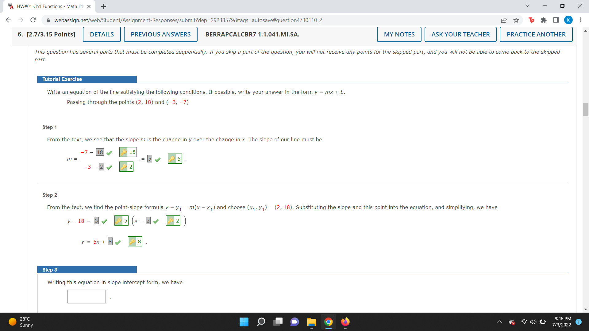 a webassign.net/web/Student/Assignment-Responses/submit?dep=29238579&tags=autosave#question4730110_2 To * 0 6. [2.7/3.15 Points] DETAILS PREVIOUS ANSWERS BERRAPCALCBR7
