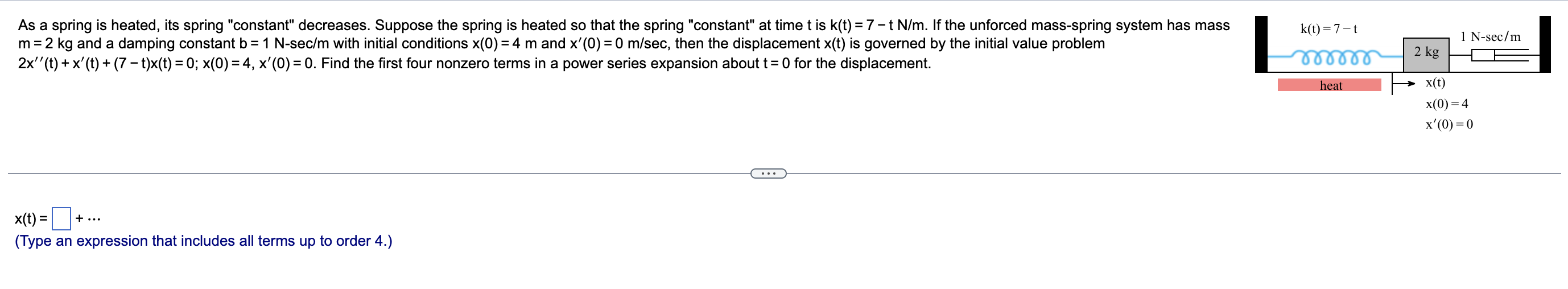 questions below: m = 2 kg and a damping constant b =