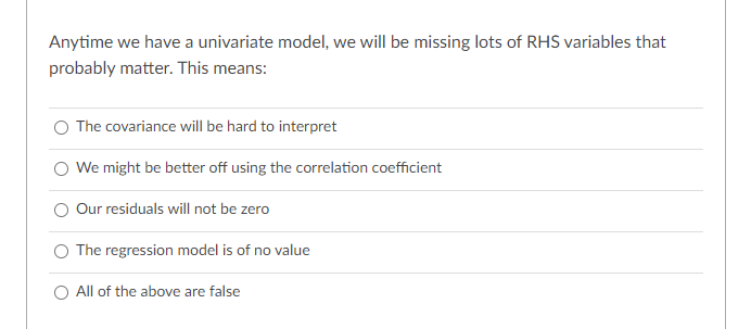 False: If we believe in a linear relationship that means the benets