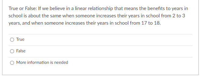 to years in school is about the same when someone increases their