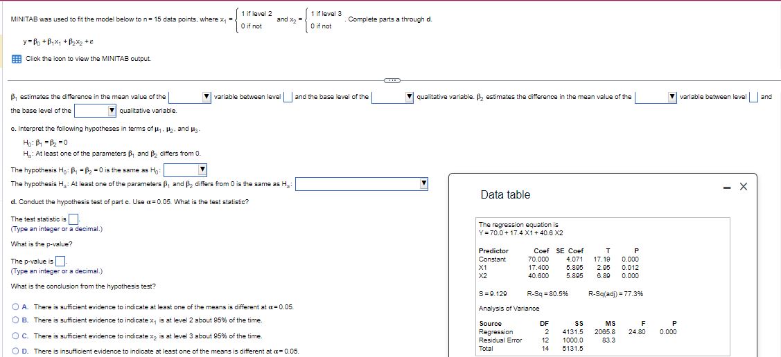 not 0 if not y = Po + ByX1 + P2x2 +