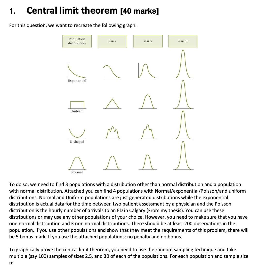  1. Central limit theorem [40 marks] For this question, we want