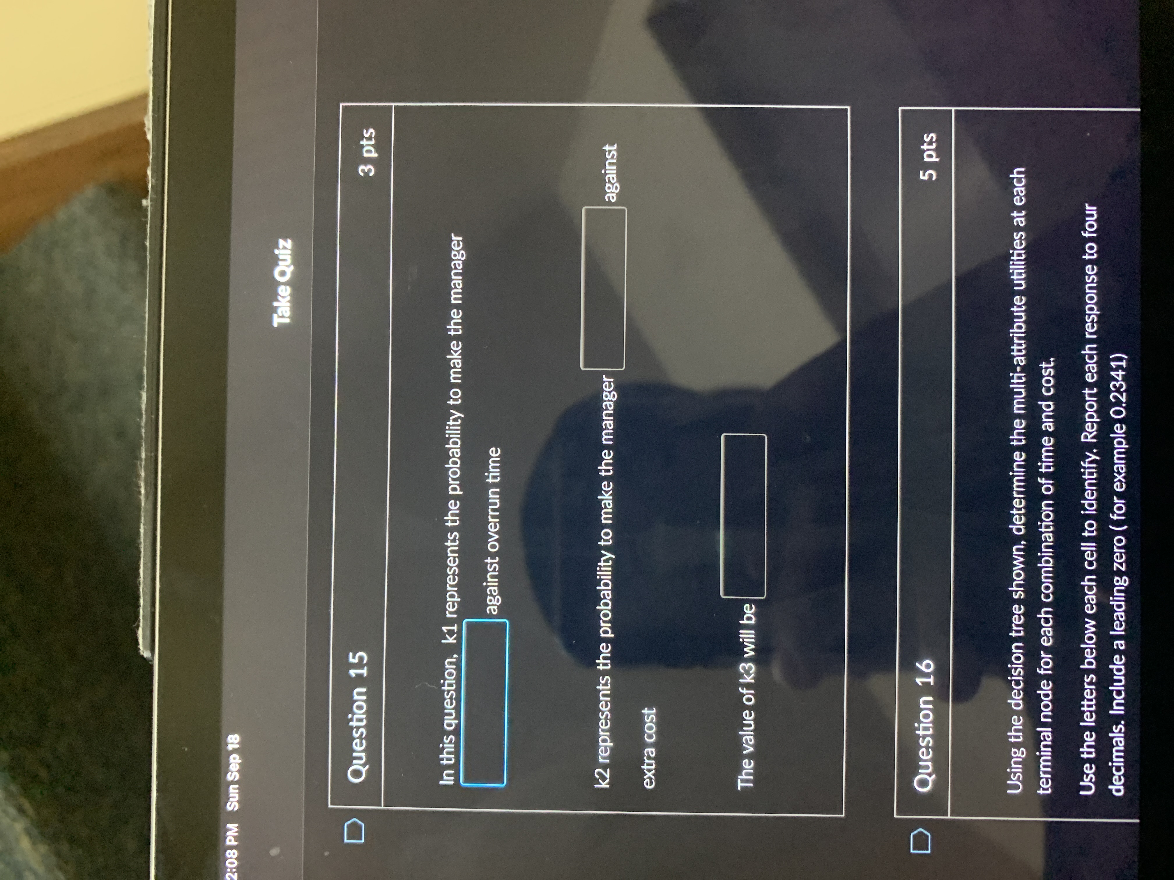 k values. Which combination of Overrun Time and Extra Cost is the