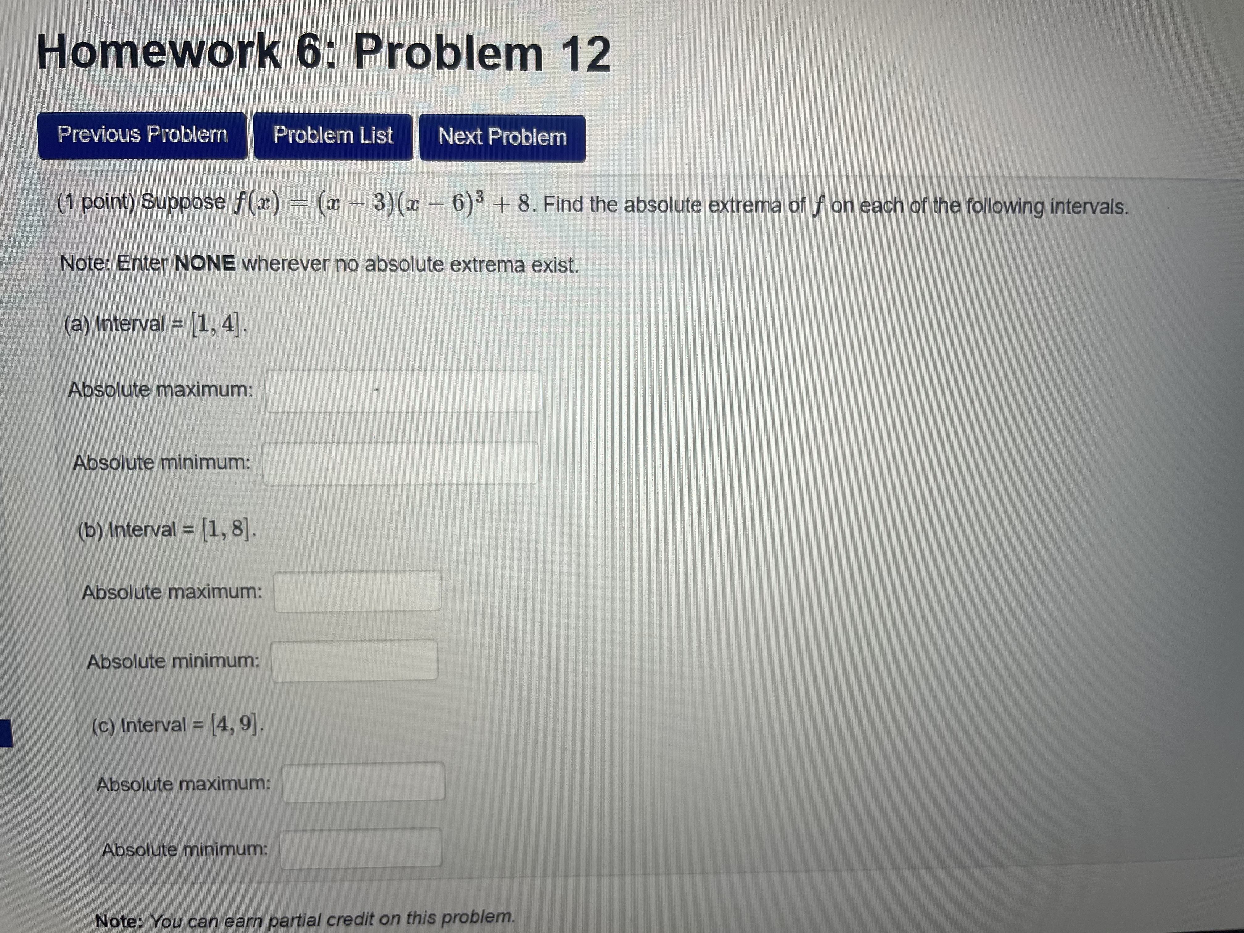  Homework 6: Problem 12 Previous Problem Problem List Next Problem (1