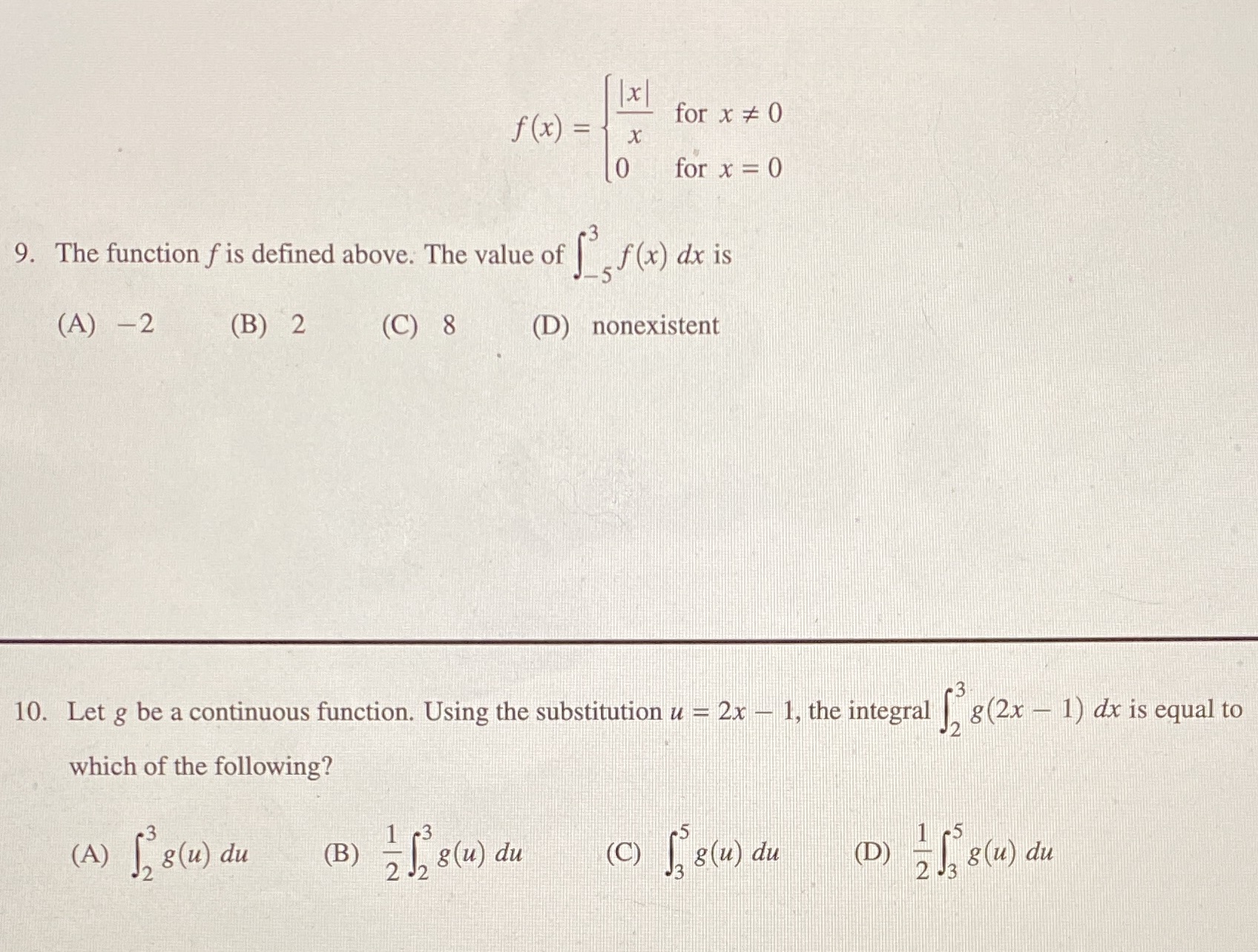Please help with #9 and #10. Currently practicing for the AP exam.