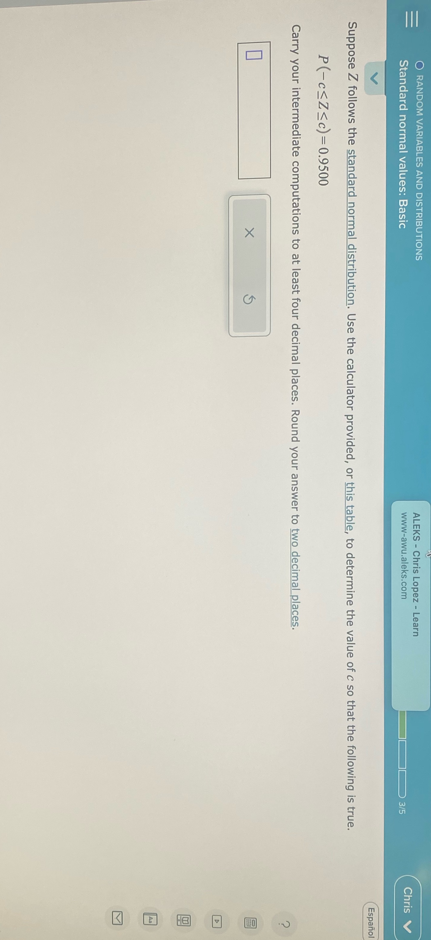 Please answer RANDOM VARIABLES AND DISTRIBUTIONS ALEKS - Chris Lopez - Learn