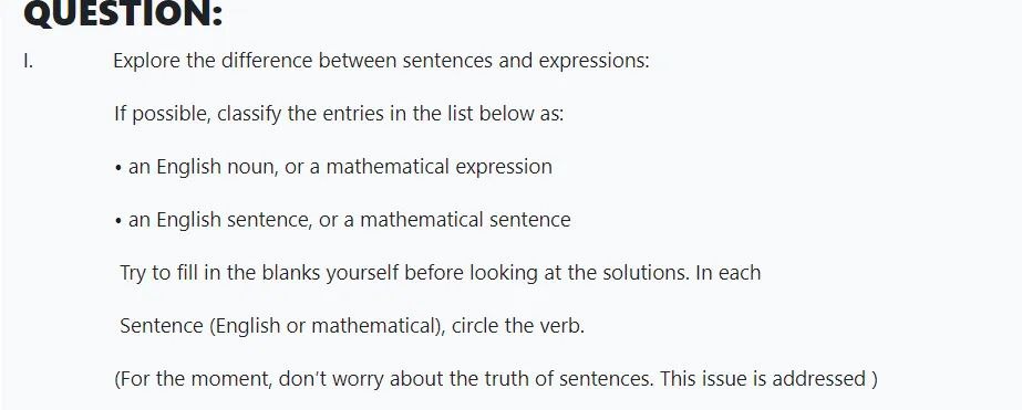 QUESTION: 1. Explore the difference between sentences and expressions: If possible,