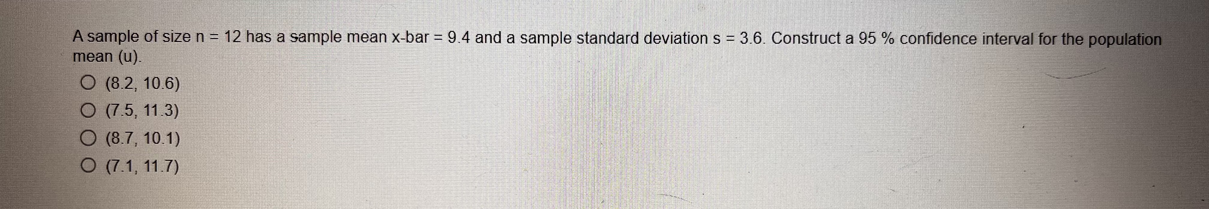 A sample size and a equals 12 has a sample size mean