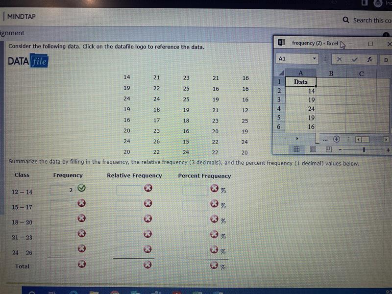 Consider the following data. Click on the datafile logo to reference the